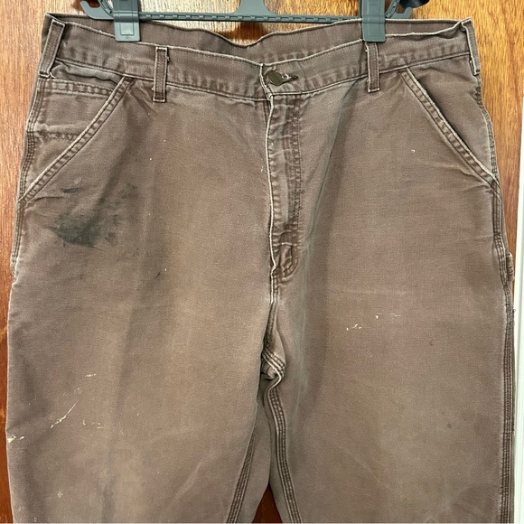 Carharrt Size 40x30 Carpenter Canvas Work Brown Pants - Picture 2 of 9